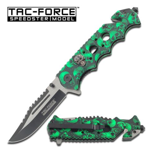 Tac Force Spring-Assisted Folding Knife – Rugged Green Tactical Utility